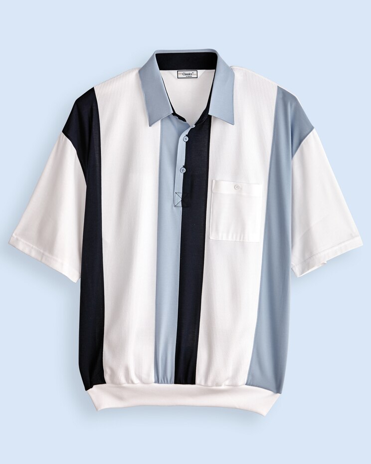 Palmland® Vertical-Stripe Banded-Bottom Polo image number 1