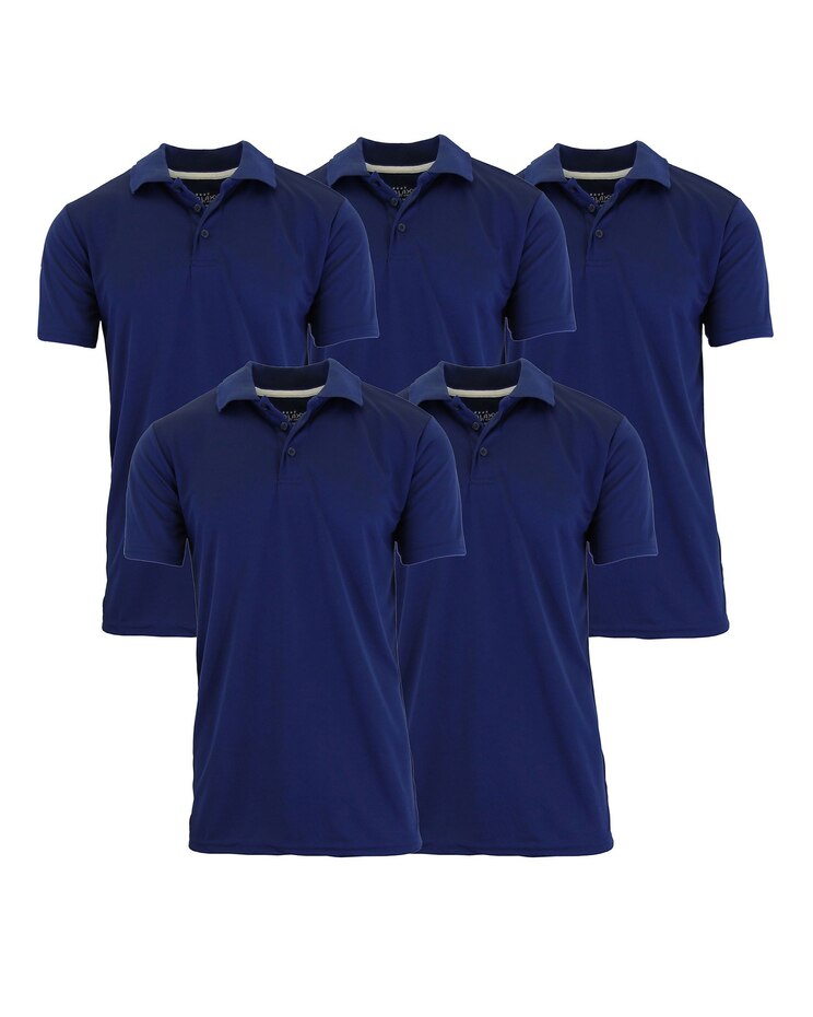 Galaxy By Harvic Tagless Dry-Fit Moisture-Wicking Polo Shirt - 5 Pack image number 1