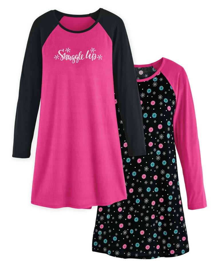 2-Pack Holiday Print Nightshirts image number 1
