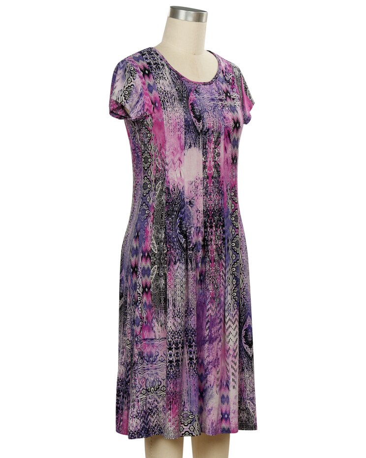 Southern Lady Cap Sleeve Kimberly Print Dress image number 1