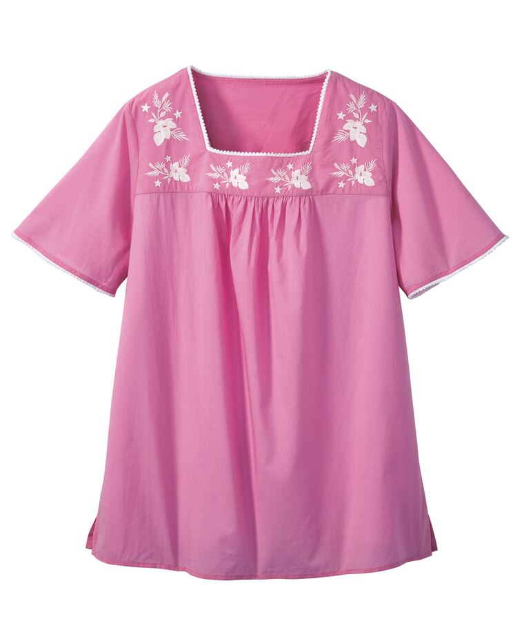 Haband Women’s Embroidered Cotton Peasant Tunic image number 1
