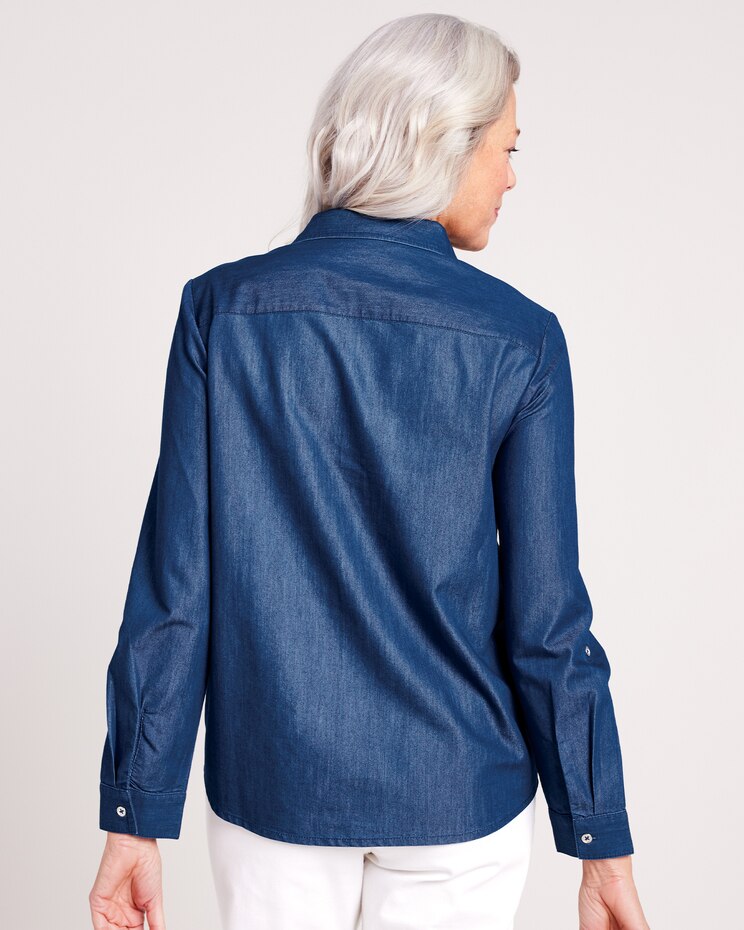 DenimLite Embroidered Button-Up Shirt image number 4