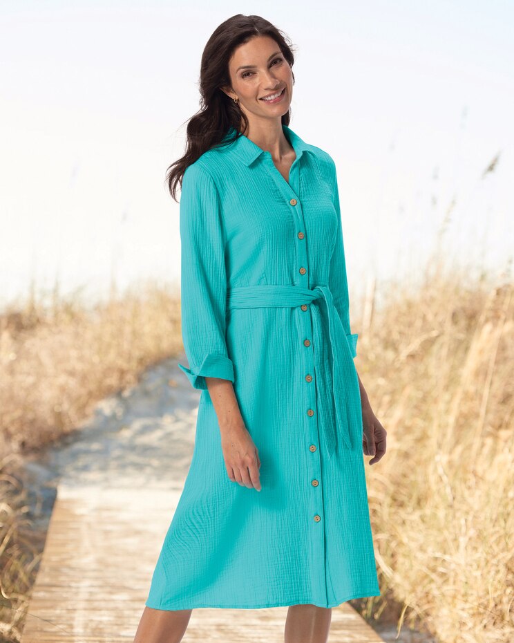 Nantucket Textured-Cotton Shirtdress image number 1