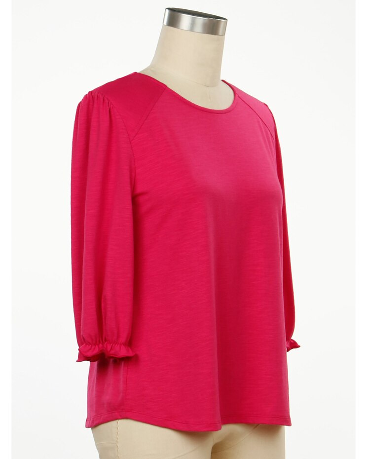 N Touch Carried Away 3/4 Sleeve Solid Slub Top image number 1