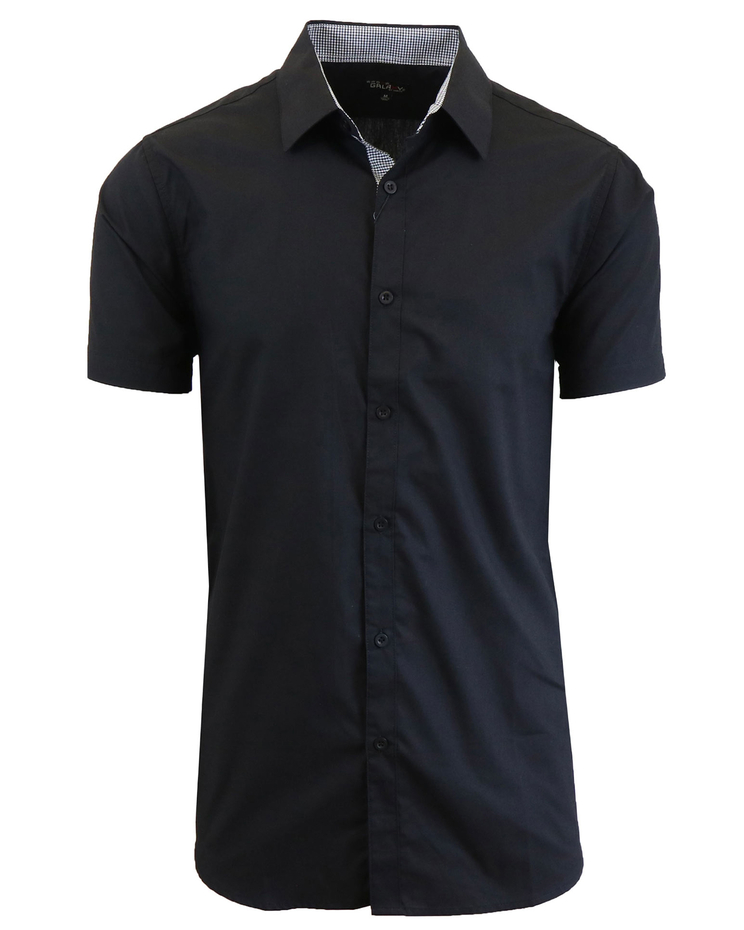 Men's Slim-Fit Short Sleeve Solid Dress Shirts image number 1
