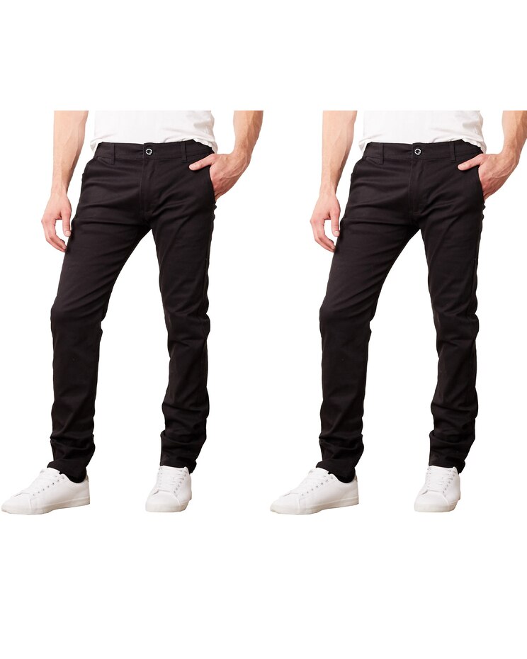 Galaxy By Harvic Slim-Fit Stretch Cotton Chino Casual Pants-2 Pack image number 1