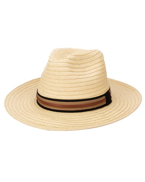 Paperbraid Panama Hat With Faux Leather Trim