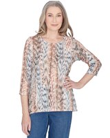 Alfred Dunner® Classics Vertical Animal Print Top With Necklace thumbnail number 1