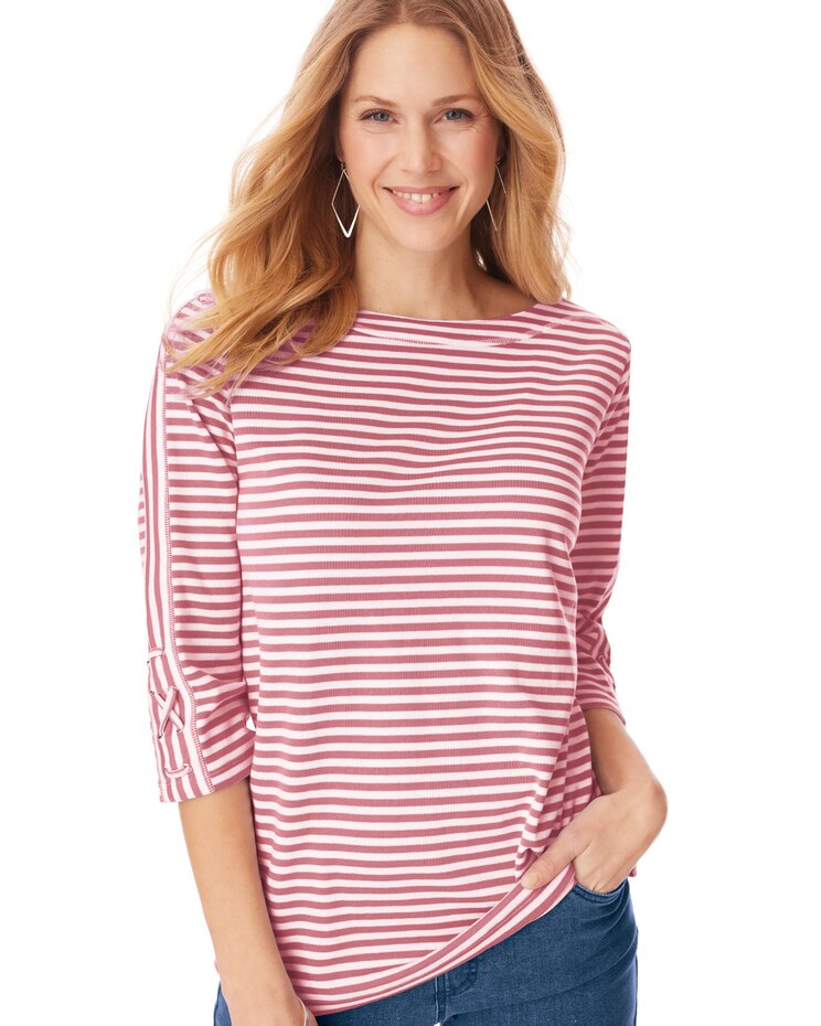 Three-Quarter Sleeve Criss-Cross Sailor Top image number 1