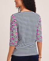 Stripe Floral Knit Top thumbnail number 2