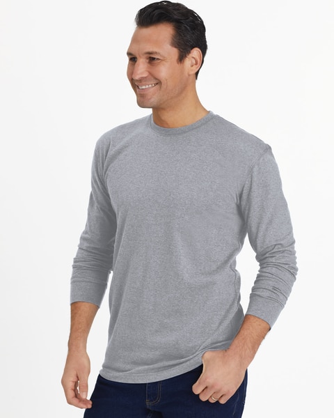 John Blair Everyday Jersey Knit Long-Sleeve No-Pocket Crew Neck Tee