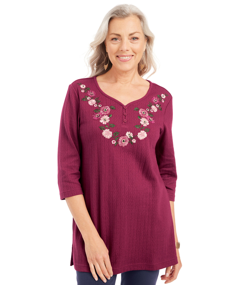 Embroidered Pointelle Tunic image number 1