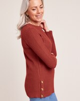 Button Trim Shaker Sweater thumbnail number 4