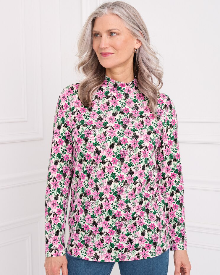 Essential Knit Patterned Mock Top image number 1