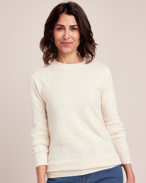 Long-Sleeve Cashmere-Like Crewneck Sweater