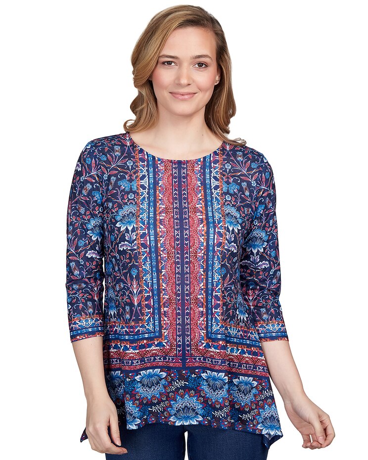 Ruby Rd® Blocked Bandana Paisley Sharkbite Tunic image number 1