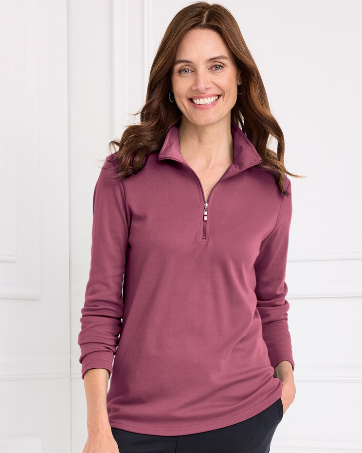 Essential Knit Quarter-Zip Top image number 1