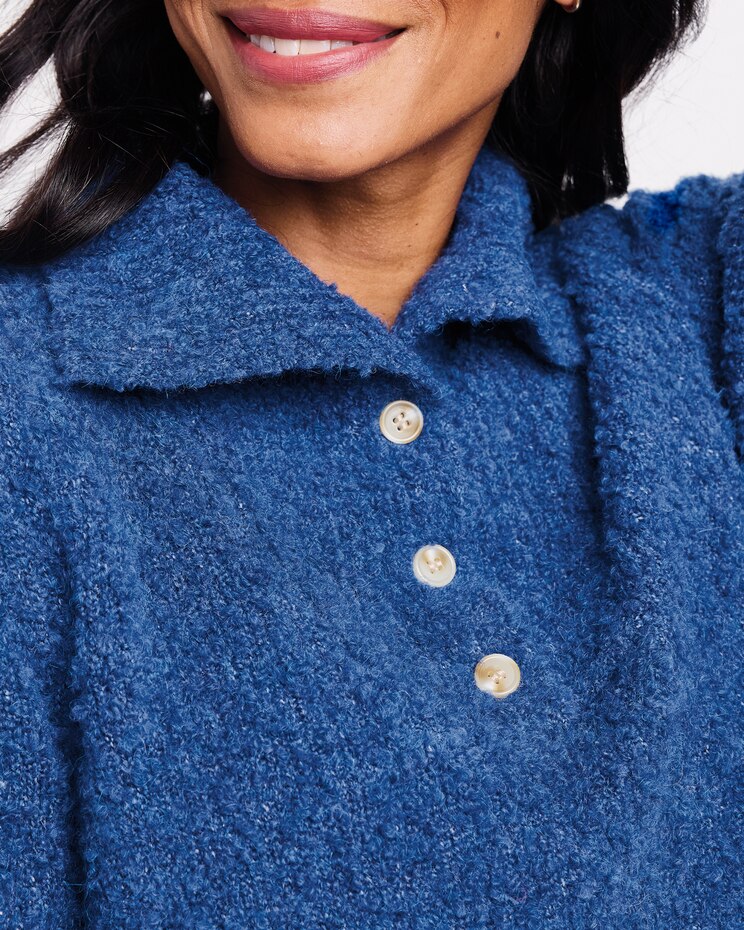 Luxe Bouclé Convertible-Collar Henley image number 2