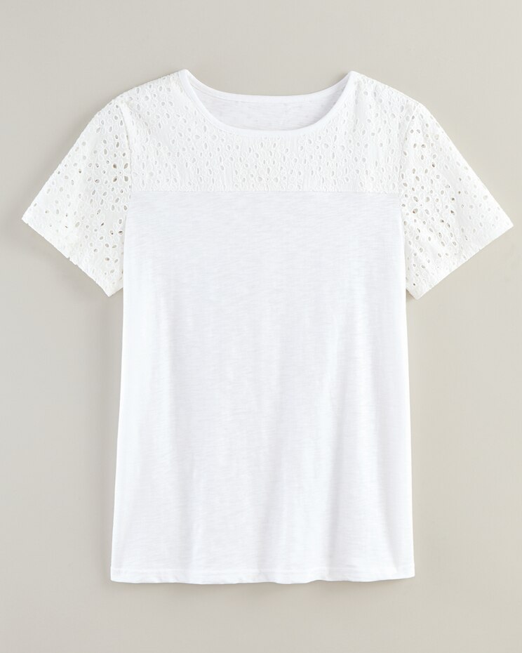 Slub Knit Eyelet Yoke Top image number 1