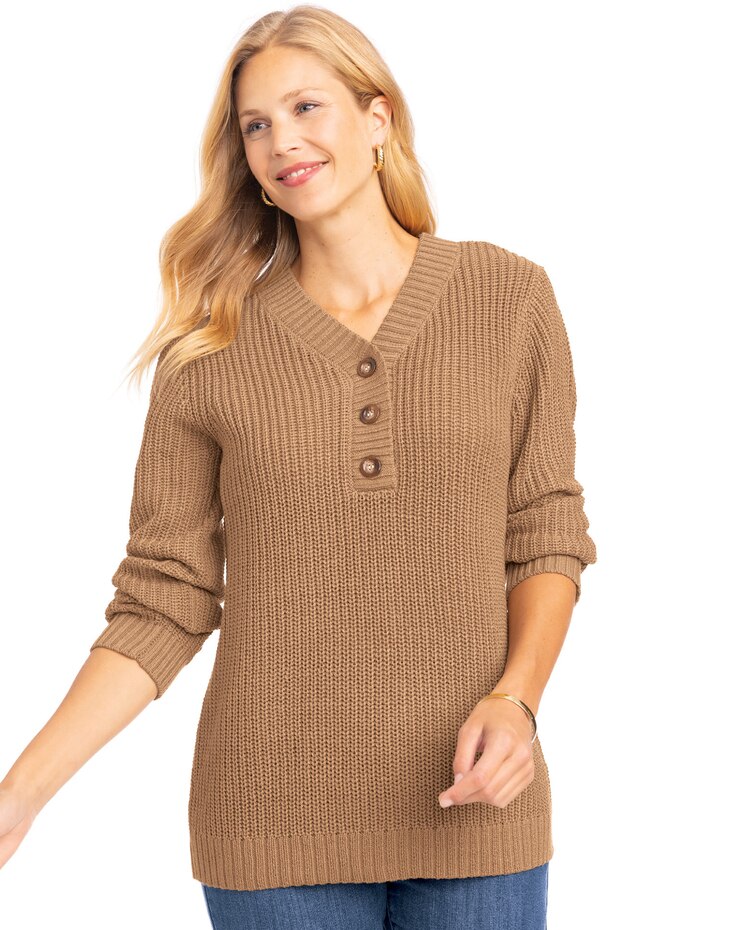 Shaker Henley Sweater image number 1