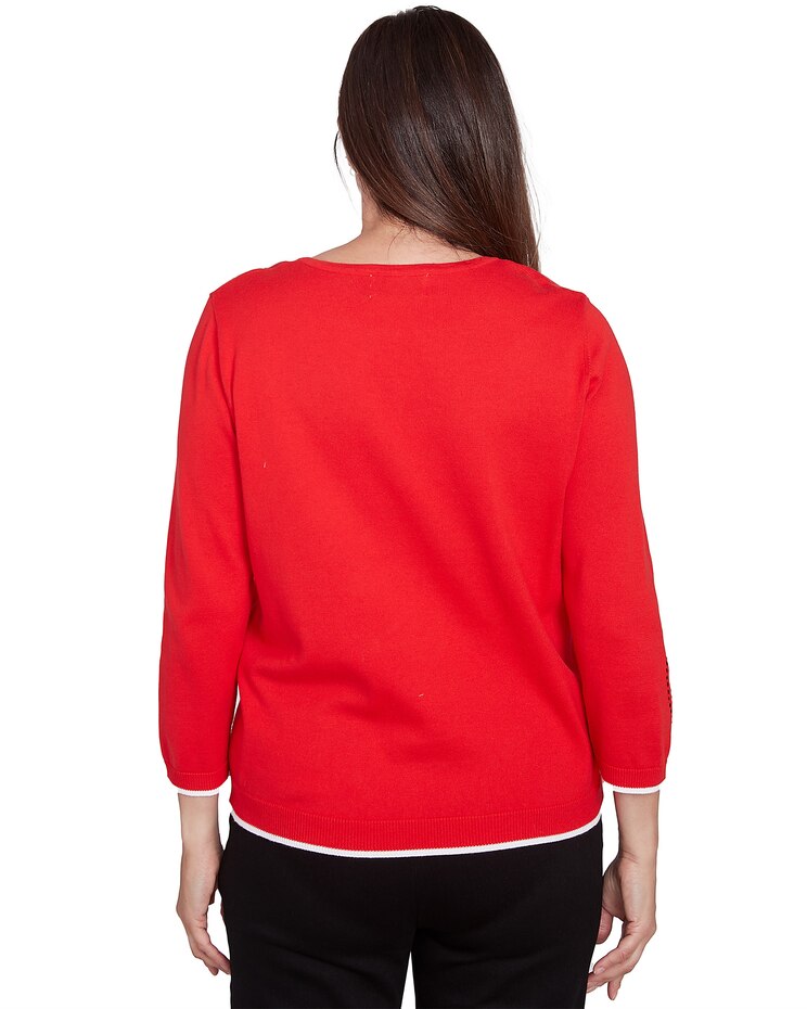 Alfred Dunner® Wild At Heart Stitched Hearts Beaded Neckline Sweater image number 2