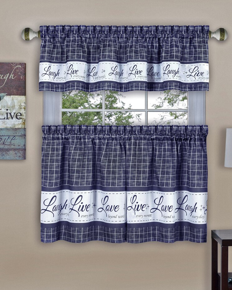 Live, Love, Laugh Window Curtain Tier Pair and Valance Set image number 1