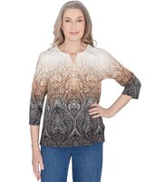Alfred Dunner® Classics Ombre Beaded Keyhole Neck Top thumbnail number 1