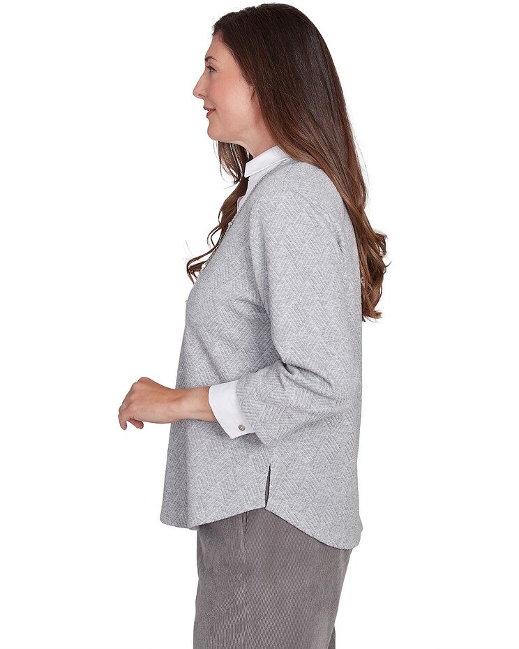 Alfred Dunner® Copenhagen Collar Layered Winter White Sweater image number 4