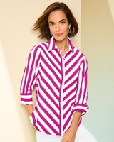3/4 Sleeve Bias Stripe Shirt thumbnail number 1