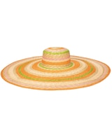 On Mulit Holiday- Wheat Straw Stripe Wide Brim Sun Hat thumbnail number 1