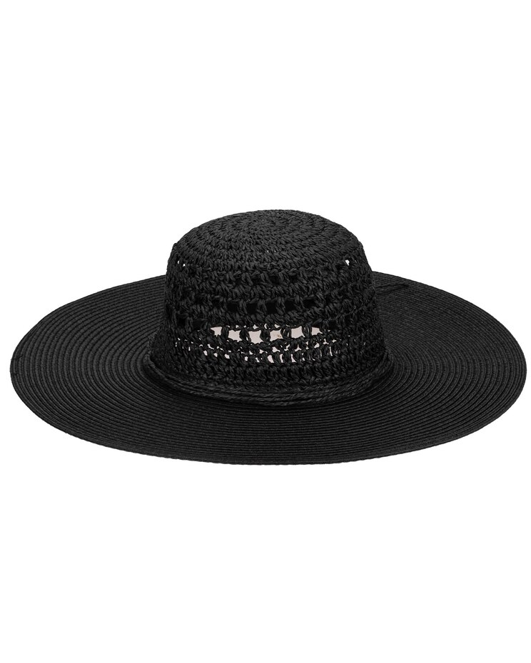 Paperbraid And Crochet Wide Brim Floppy Hat image number 1