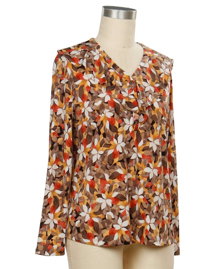 Southern Lady Office Party Long Sleeve Print Top image number 1