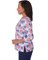 Alfred Dunner® All American Flag Hearts Three Quarter Sleeve Shirt thumbnail number 4