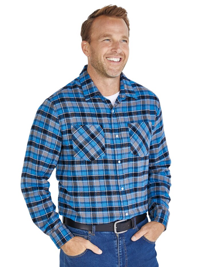 Haband Men’s Casual Joe® Snap-tastic™ Yarn Dyed Flannel Shirt image number 1