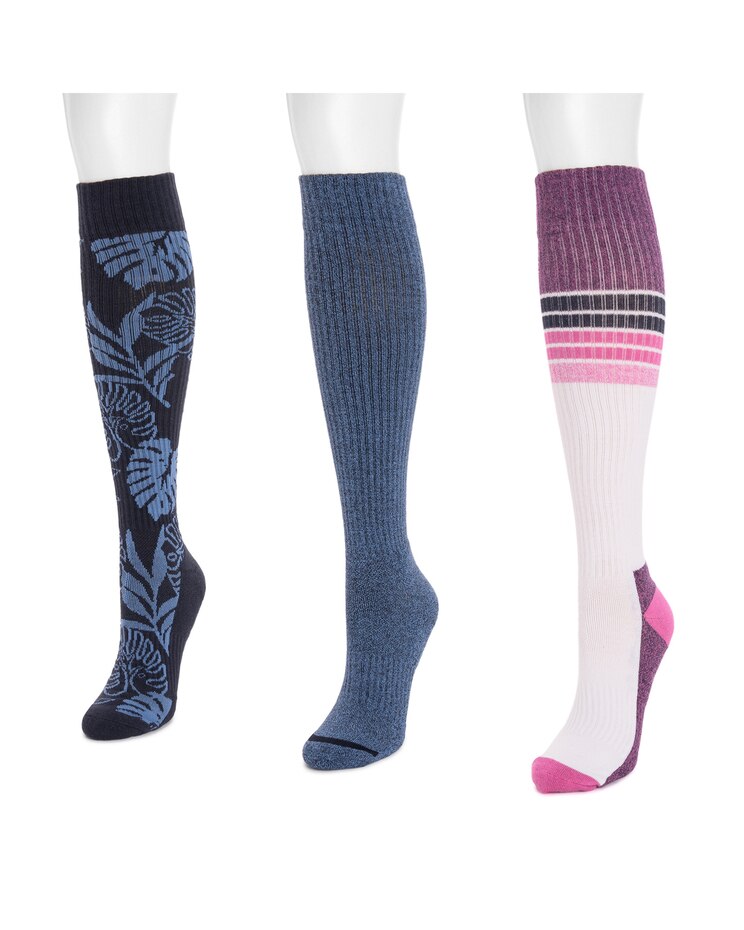 MUK LUKS® Women's 3 Pack Cotton Compression Knee-High Socks image number 4