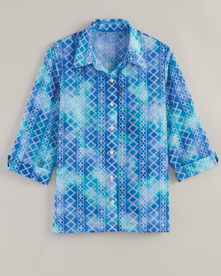 Alfred Dunner® Tradewinds Eyelet Tie Dye Shirt image number 1