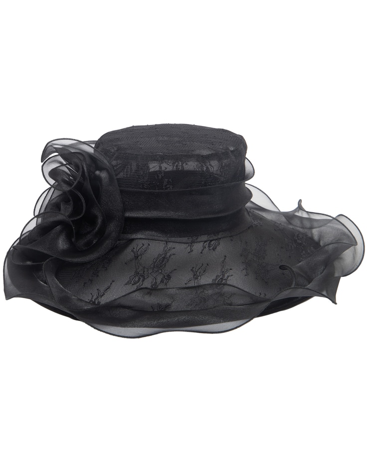 Stiff Mesh Organza Dress Hat With Wire Brim image number 4