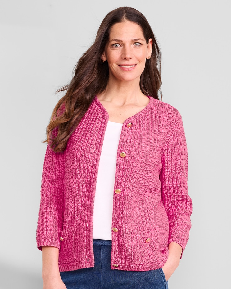 Bayside Cotton Gold-Button Cardigan  image number 1