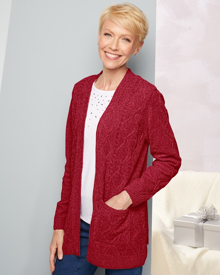 Chenille Open Cardigan by Alfred Dunner image number 1