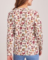 Print Long Sleeve Pointelle Henley Top thumbnail number 3
