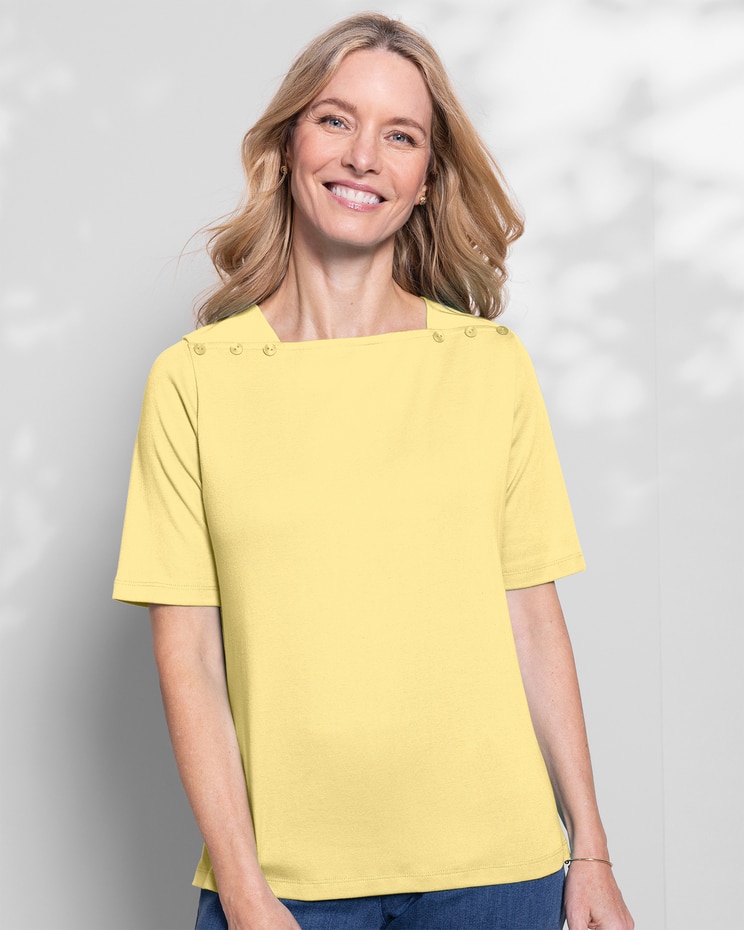 Coastal Cotton Solid Square-Neck Tee image number 1