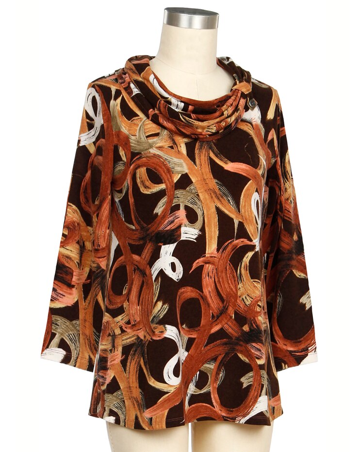 Southern Lady Long Sleeve Nicole Print Top image number 1