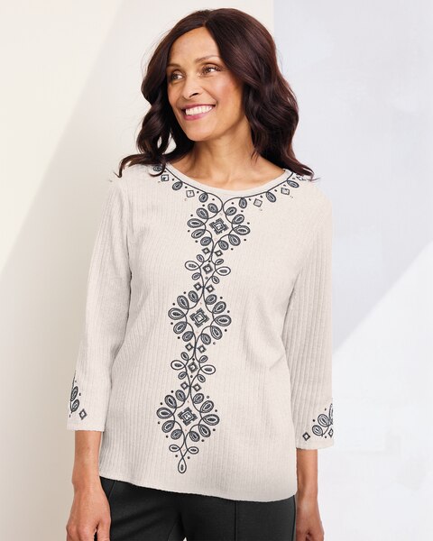 Embroidered Medallion Tee by Alfred Dunner