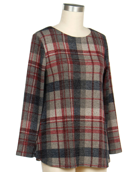 Southern Lady Office Party Long Sleeve Print Plaid Top