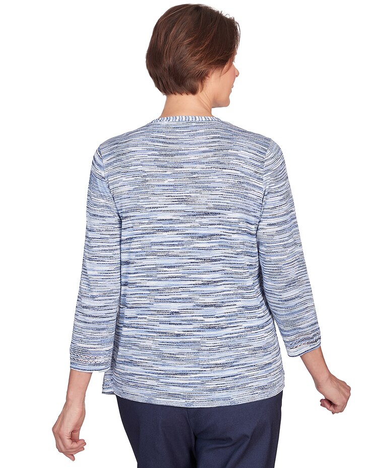 Alfred Dunner® A Fresh Start Space Dye Two In One Top with Necklace image number 2