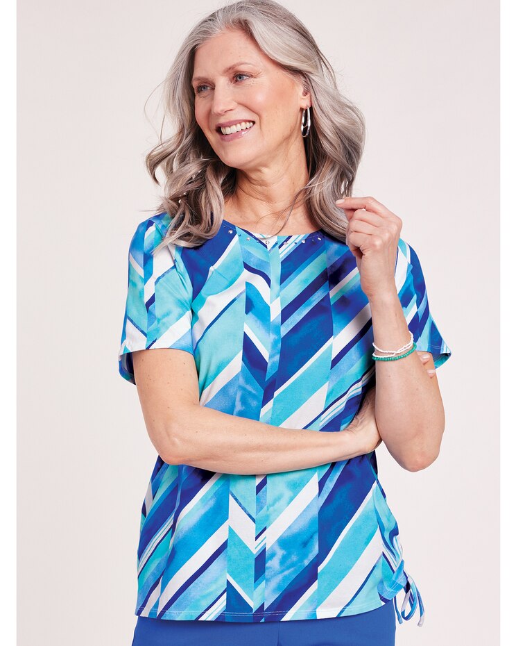 Alfred Dunner® Cool Vibrations Chevron Patch Top image number 1