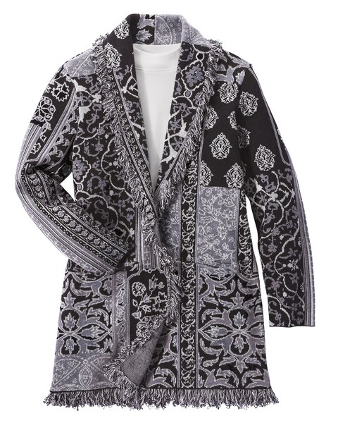 Jacquard Fringe Cardigan
