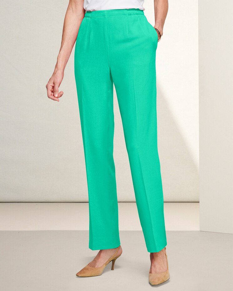 Look-of-Linen Straight Leg Pull-On Pants image number 1