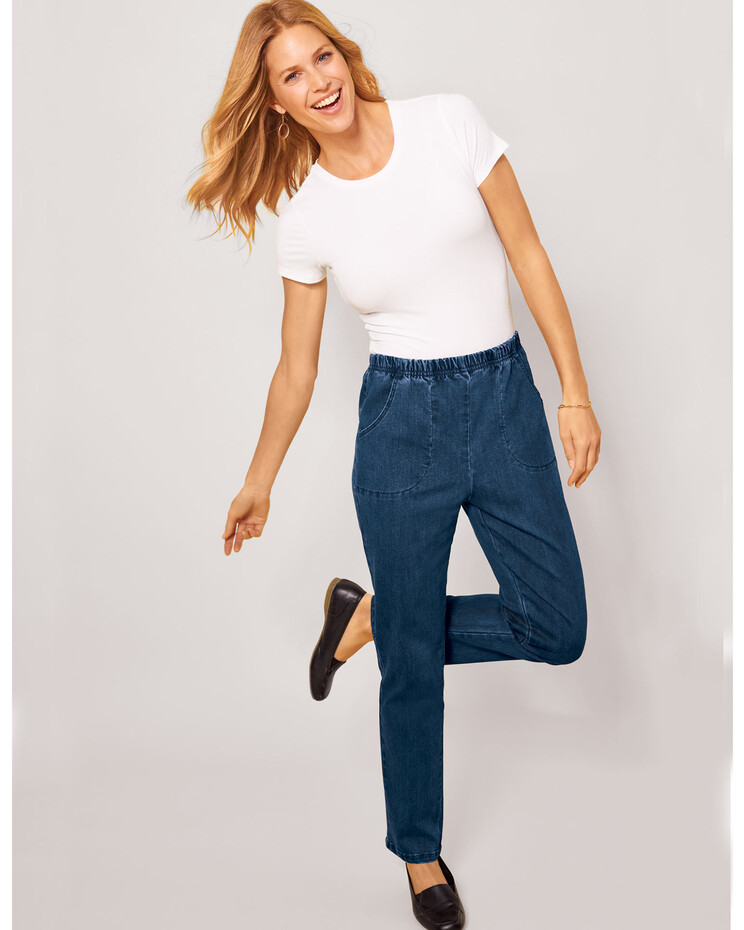 DenimEase Full-Elastic Classic Pull-On Jeans | Blair