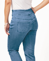 DenimEase™ Flat-Waist Straight Embellished Jeans thumbnail number 3